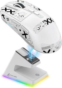 Ігрова бездротова миша Attack Shark X6 PAW3395 із зарядною базою Bluetooth Білий